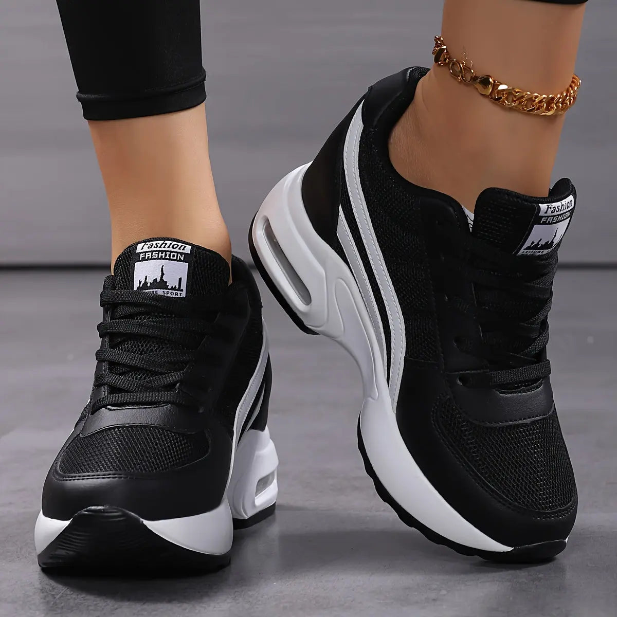 Women's Breathable Mesh Sneakers - Casual Lace-Up, Height-Boosting Platform Shoes with Air Cushion Comfort for All Seasons MyFave Boutique