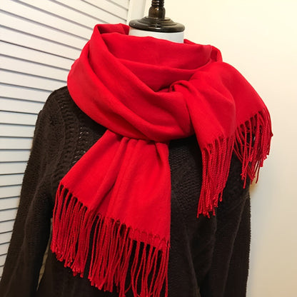 Elegant Women's Scarf – Soft, Thick, Warm, And Windproof With Tassel Fringe, Ideal For Fall And Winter Outdoor Wear MyFave Boutique