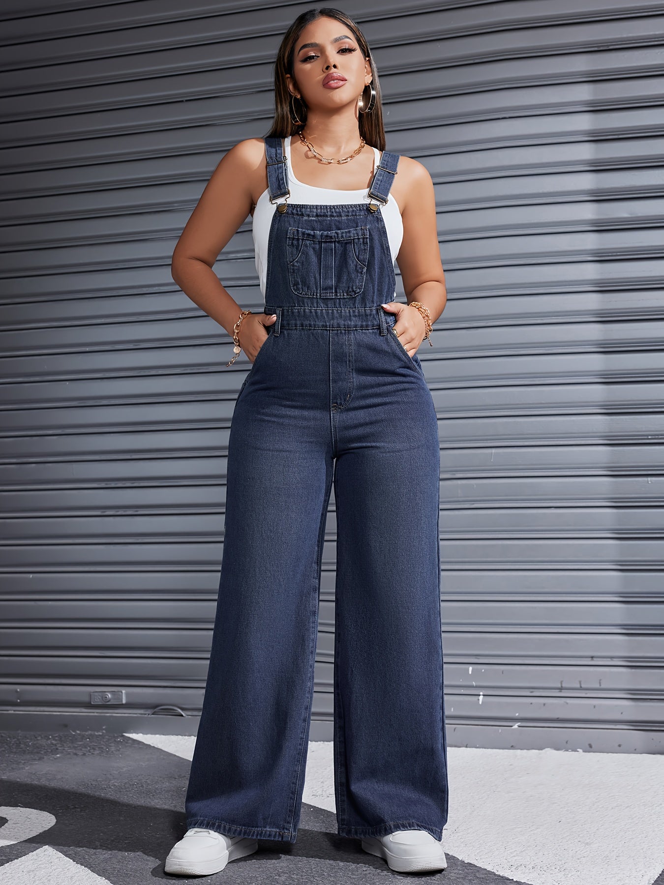 2024 Women's Denim Overalls Casual Loose Adjustable Strap Denim Pant Pant Pant Pocket Denim Overalls Women's Denim Overalls Casual Adjustable Strap Jeans Romper MyFave Boutique