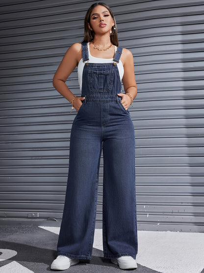 2024 Women's Denim Overalls Casual Loose Adjustable Strap Denim Pant Pant Pant Pocket Denim Overalls Women's Denim Overalls Casual Adjustable Strap Jeans Romper MyFave Boutique