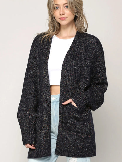 Women's Chunky Knit Batwing Cardigan - Open Front, Long Sleeve, Baggy Sweater with Pockets MyFave Boutique