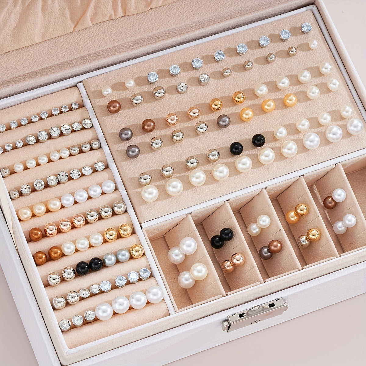 114pcs Exquisite Simple Imitation Pearl Rhinestone Stud Earrings Collection - Daily Wear, Dating, Holiday Party Accessories - Ladies' Fashion Gift Set with Versatile Designs (No Box Included) MyFave Boutique