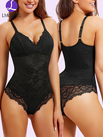 Women Lace Shapewear Bodysuit Tummy Control Body Shaper V Neck Fajas Sculpting Tank Tops Slimming Camisole Corset Trendy Party Outfits MyFave Boutique