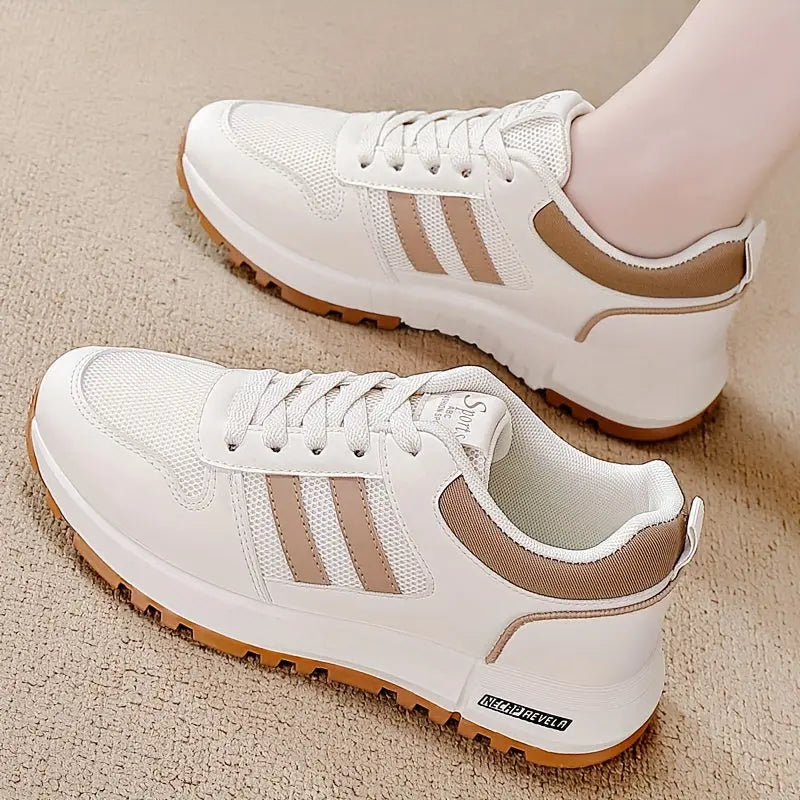 Women's Casual Fashion Sneakers Lightweight Comfortable Breathable Fabric Low Top Lace-up Shoes with Rubber Sole for All-Season - European & North American Exclusive MyFave Boutique