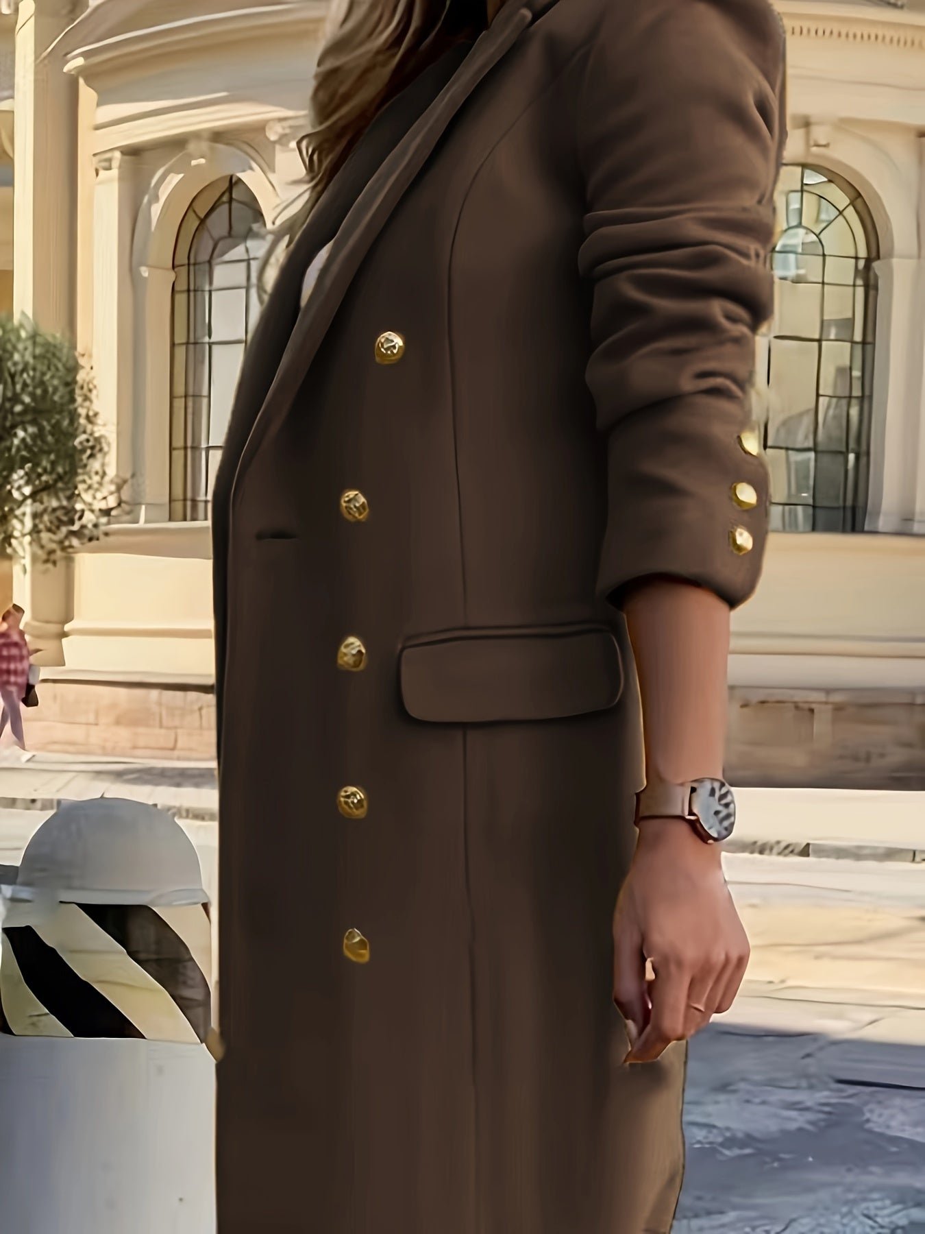 Women's Elegant Double-Breasted Notched Collar Coat for Fall & Winter - Stylish Long Sleeve Outerwear for Warmth and Fashionable Look MyFave Boutique