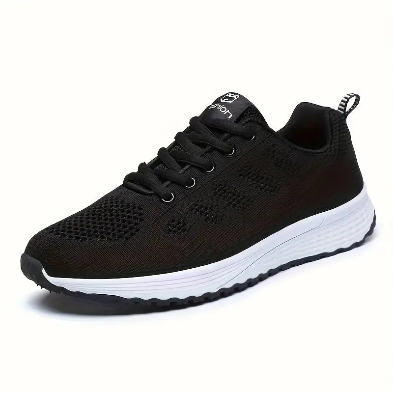 Women's Solid Color Casual Sneakers, Lace Up Breathable Flat Soft Sole Shoes, Lightweight Low-top Running Shoes MyFave Boutique