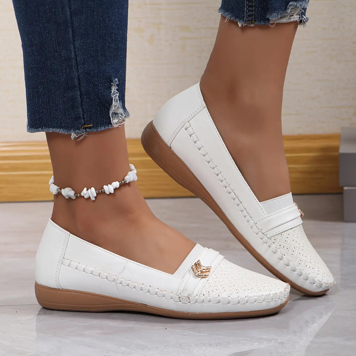 Women's Rhinestone Decor Flat Loafers, Fashion Slip On Closed Toe Shoes, Lightweight & Comfortable Shoes MyFave Boutique