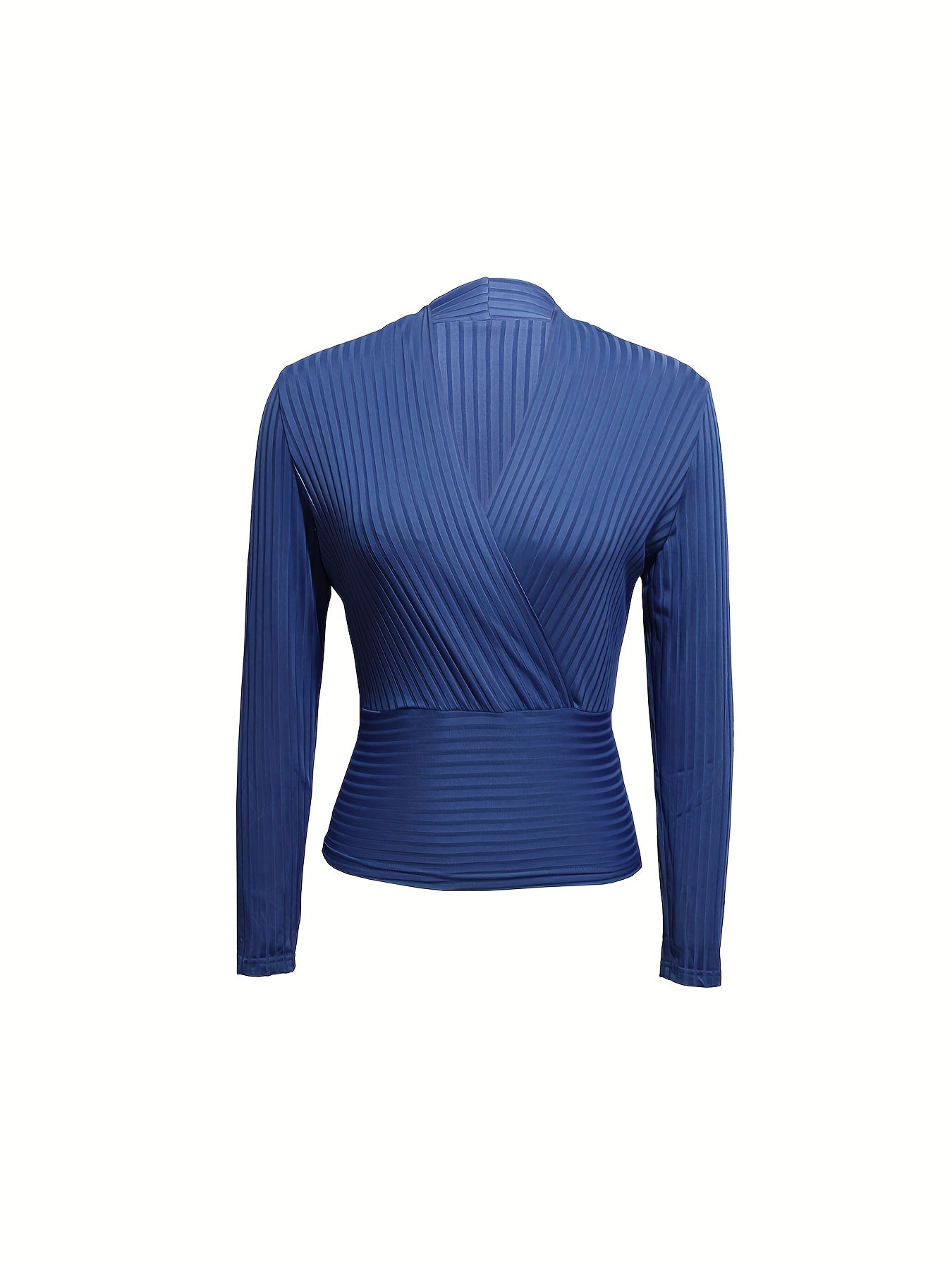 Women's Solid Color Threaded V-neck Slimming Fashion Casual Long Sleeved T-shirt MyFave Boutique