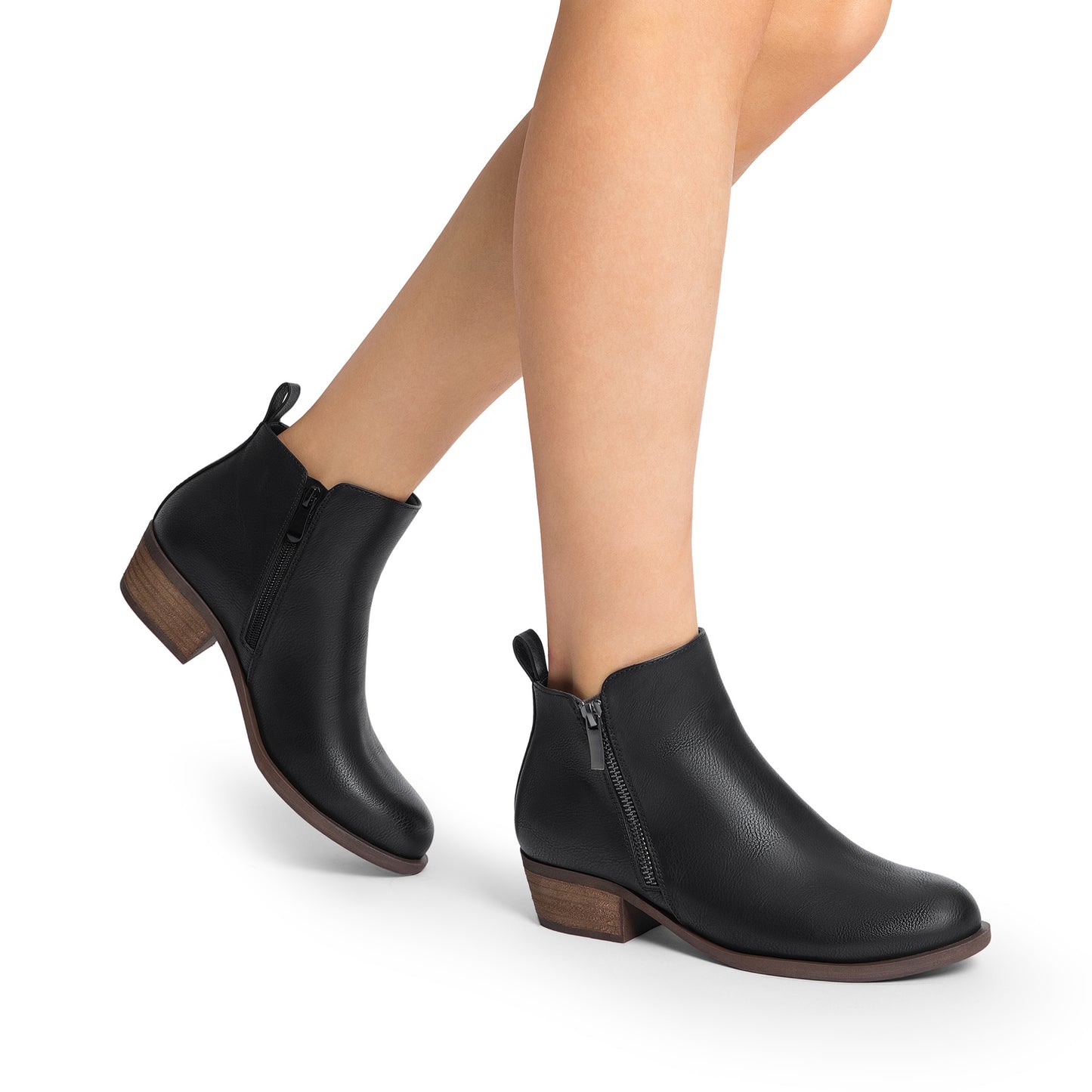 Women's Ankle Boots, Classic Low Chunky Heel Side Zipper Booties Shoes MyFave Boutique