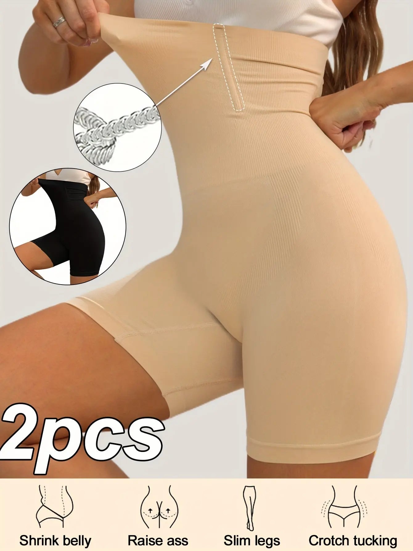 2-pack Women's High-Waisted Shaper Shorts - Seamless Tummy Control Compression Yoga Fitness Pants - 2-Pack MyFave Boutique