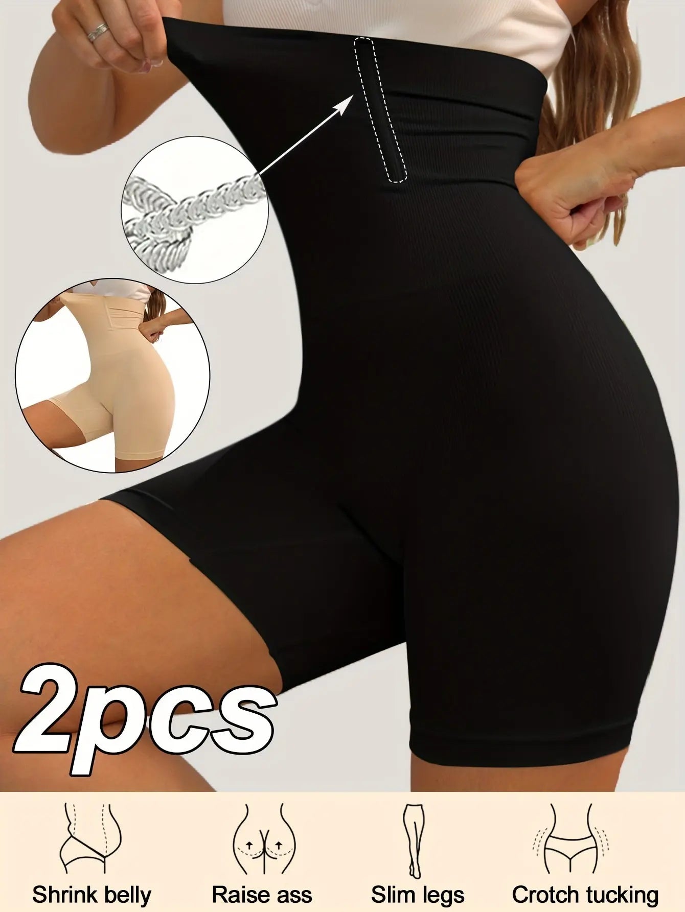 2-pack Women's High-Waisted Shaper Shorts - Seamless Tummy Control Compression Yoga Fitness Pants - 2-Pack MyFave Boutique