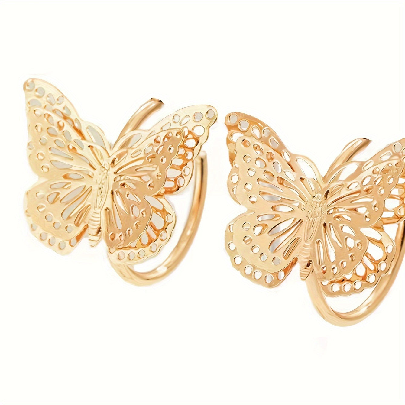 Butterfly Hoop Earrings, 18K Gold Plated, 3D Elegant Style, Jewelry Gift For Women, Vacation Look Fashion Accessory MyFave Boutique