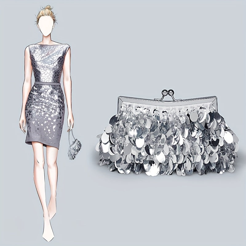 Women's Sequined Clutch Purse, Fashion Sparkling Evening Bag, Party Handbag With Chain Strap For Banquet MyFave Boutique