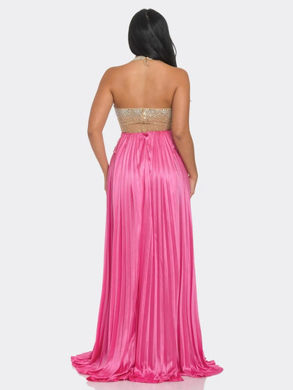 Stunning Sleeveless Maxi Dress adorned with Rhinestone Embellishments and Graceful Flowing Skirt - Perfect for Special Occasions MyFave Boutique