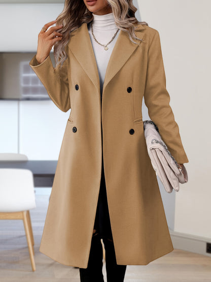 Womens Long Double Breasted Coats Lapel Collar Pea Coat Winter Slim Fit Jackets Trench Coat Outwear MyFave Boutique