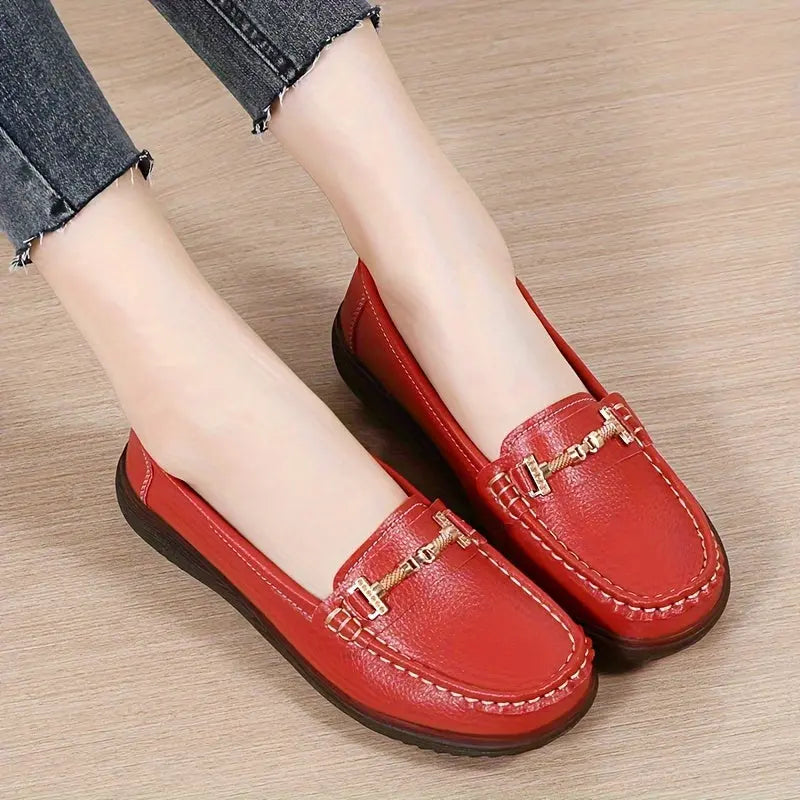 Women's Metal Decor Flat Shoes, Casual Slip On Round Toe Loafers, Women's Comfortable Shoes MyFave Boutique