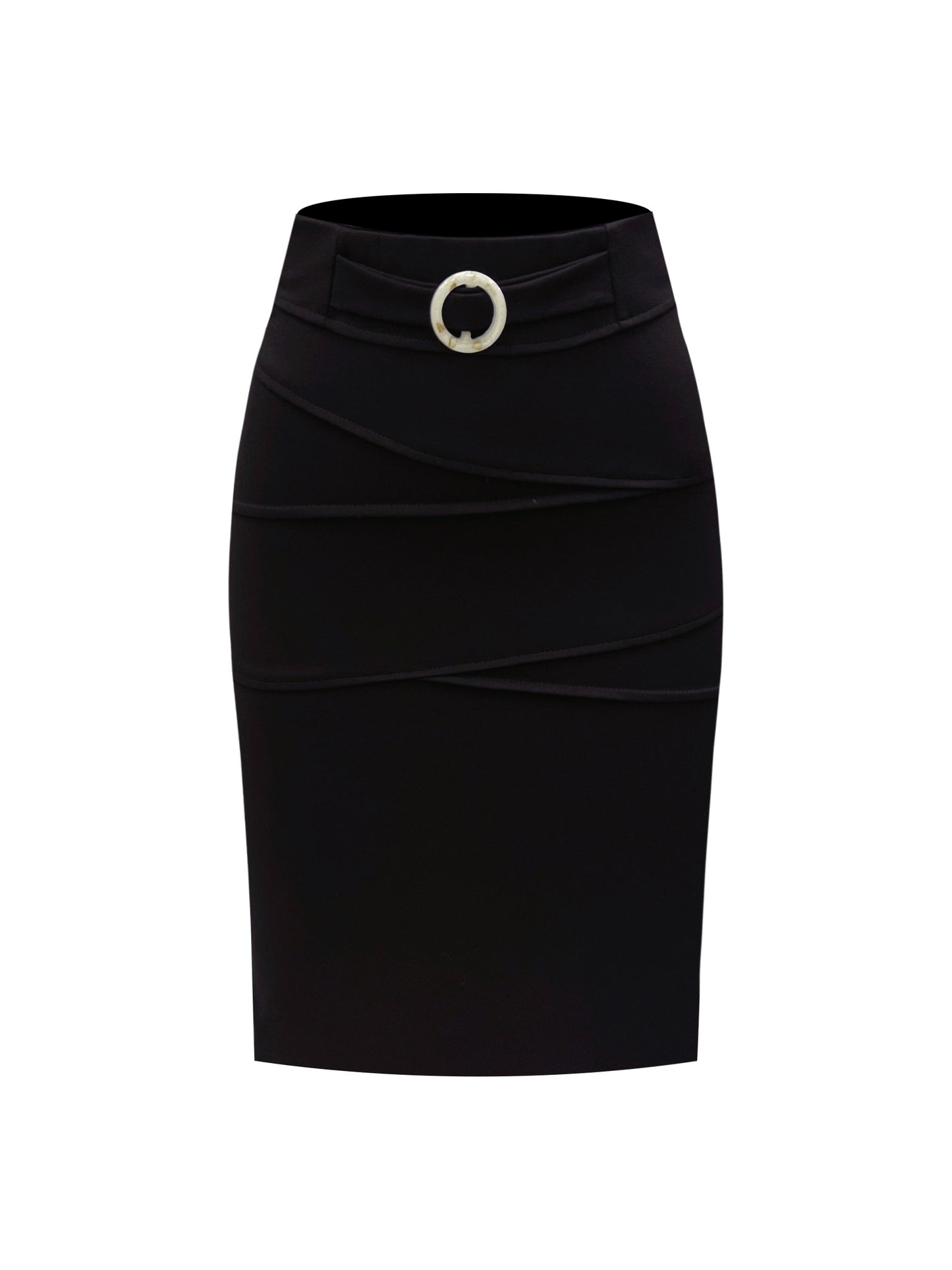 Elegant High Waist Bodycon Skirt with Solid Ring Decor for Women's Spring & Fall Fashion MyFave Boutique