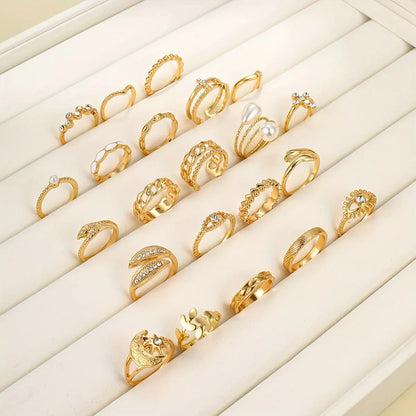 Vintage Ring Set - 22-Piece Collection featuring Embrace, Evil Eye, Chain, Moon & Sun Designs - Perfect for Daily Outfits and Party Accessories MyFave Boutique