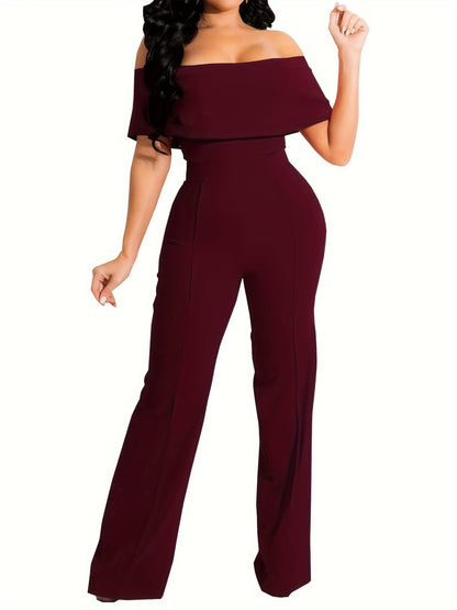 Womens Elegant Off Shoulder Long Pants Wide Leg Jumpsuits Rompers MyFave Boutique