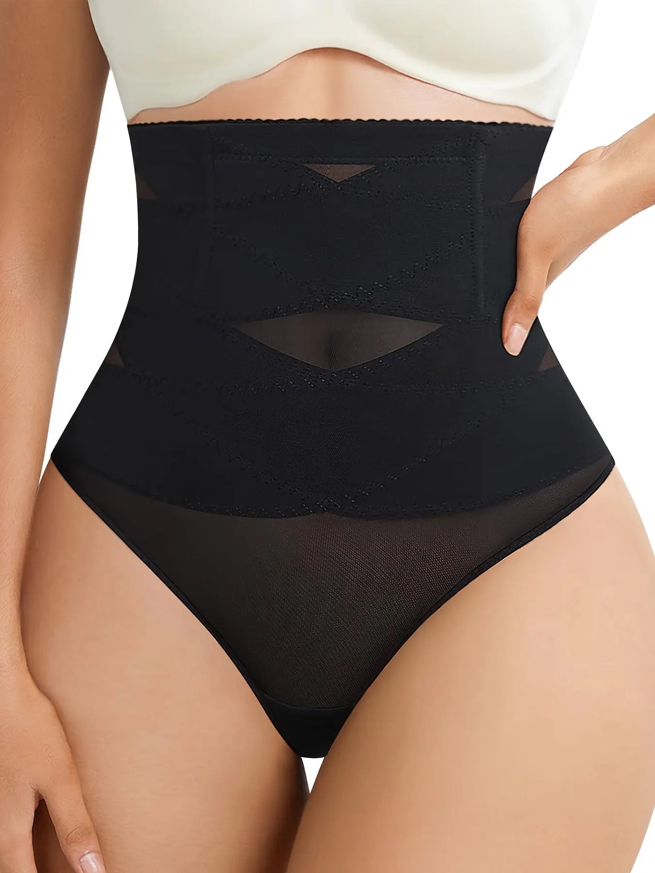 High Waist Solid Shaping Thongs, Tummy Control Compression Slimmer Panties To Butt Lift & Shape Buttocks, Women's Underwear & Shapewear MyFave Boutique