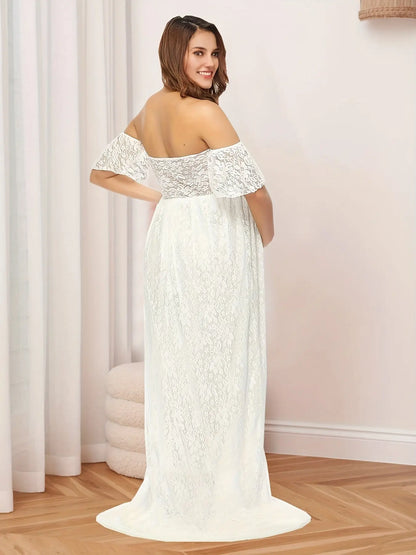 Women's Maternity Solid Off Shoulder Maxi Dress For Party/wedding/formal Prom, Pregnant Women's Clothing, Coquette Style, Gender Reveal MyFave Boutique