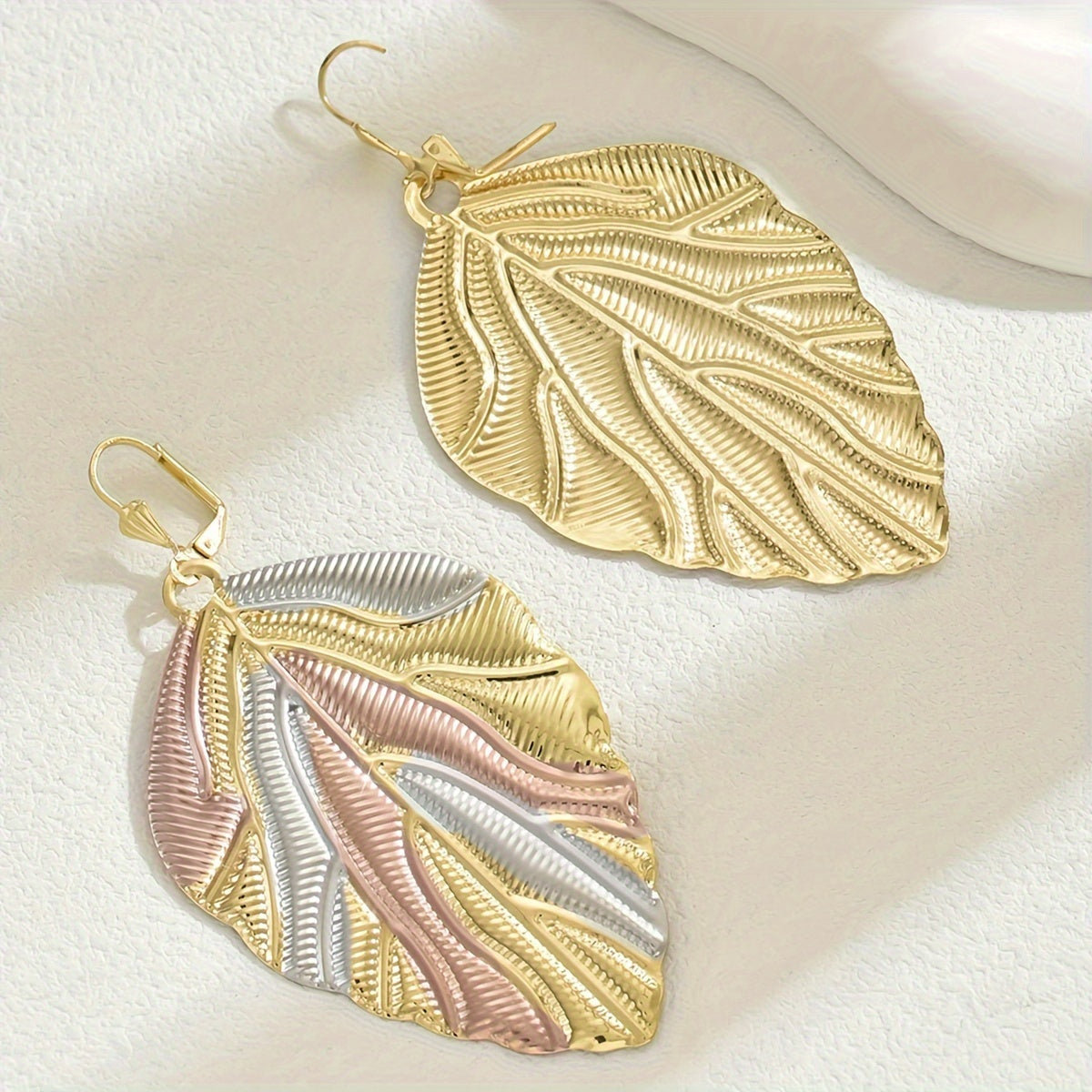 Vintage Leaf-Texture Hoop Earrings for Women - 18K Plated, Iron Crafted, No Gemstones, Stylish & Elegant Design for Parties and Vacation - One Pair MyFave Boutique