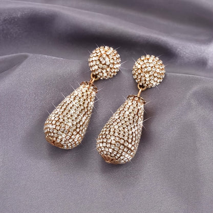 Glamorous Dangle Earrings Sparkling Geometry Design Paved Full Of Shining Rhinestone Match Daily Outfits Evening Party Decor MyFave Boutique