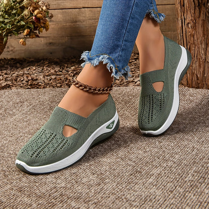 Vintage Style Women's Fashion Sneakers Lightweight Fabric Slip-On All-Season Shoes with EVA Sole, Plain Toe Low Top Casual Sports Footwear - Hand Washable MyFave Boutique