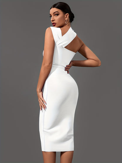 Cut Out Asymmetrical Dress, Sexy Bodycon Sleeveless Dress, Women's Clothing MyFave Boutique