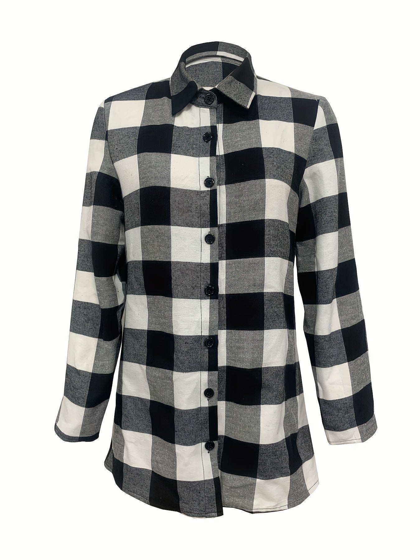 Women's Plaid Button Design Fashionable Casual Long Sleeved Shirt MyFave Boutique