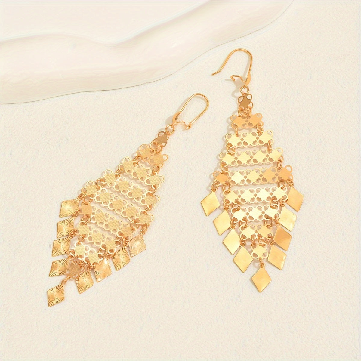 Vintage Bohemian Style Gold-Tone Geometric Dangle Earrings - Perfect for Parties and Holidays - Iron Construction MyFave Boutique