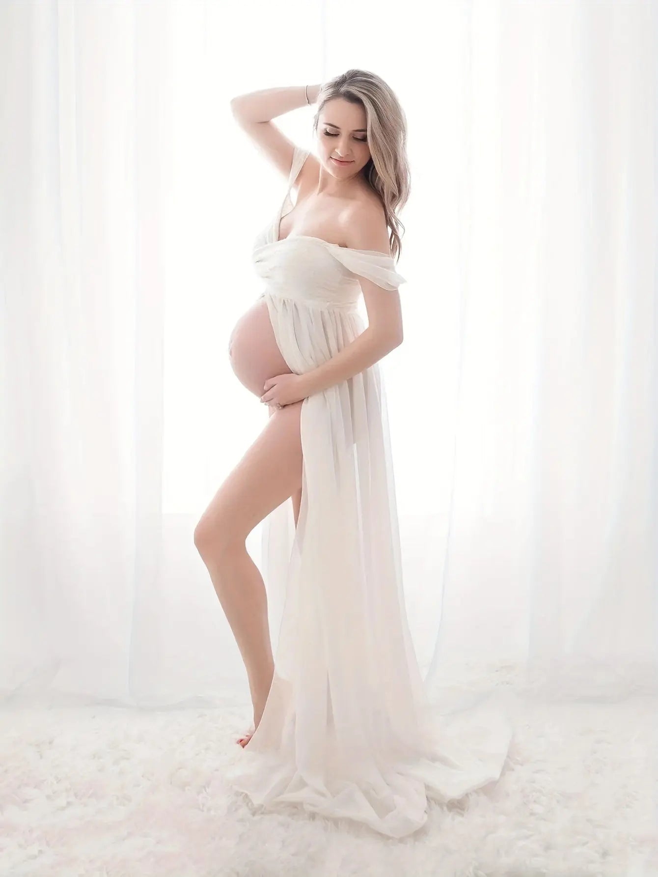 Sexy & Stylish Maternity Dress, Wrap Chest Long Dress With A Big Split, Perfect For Photography, Gender Reveal MyFave Boutique