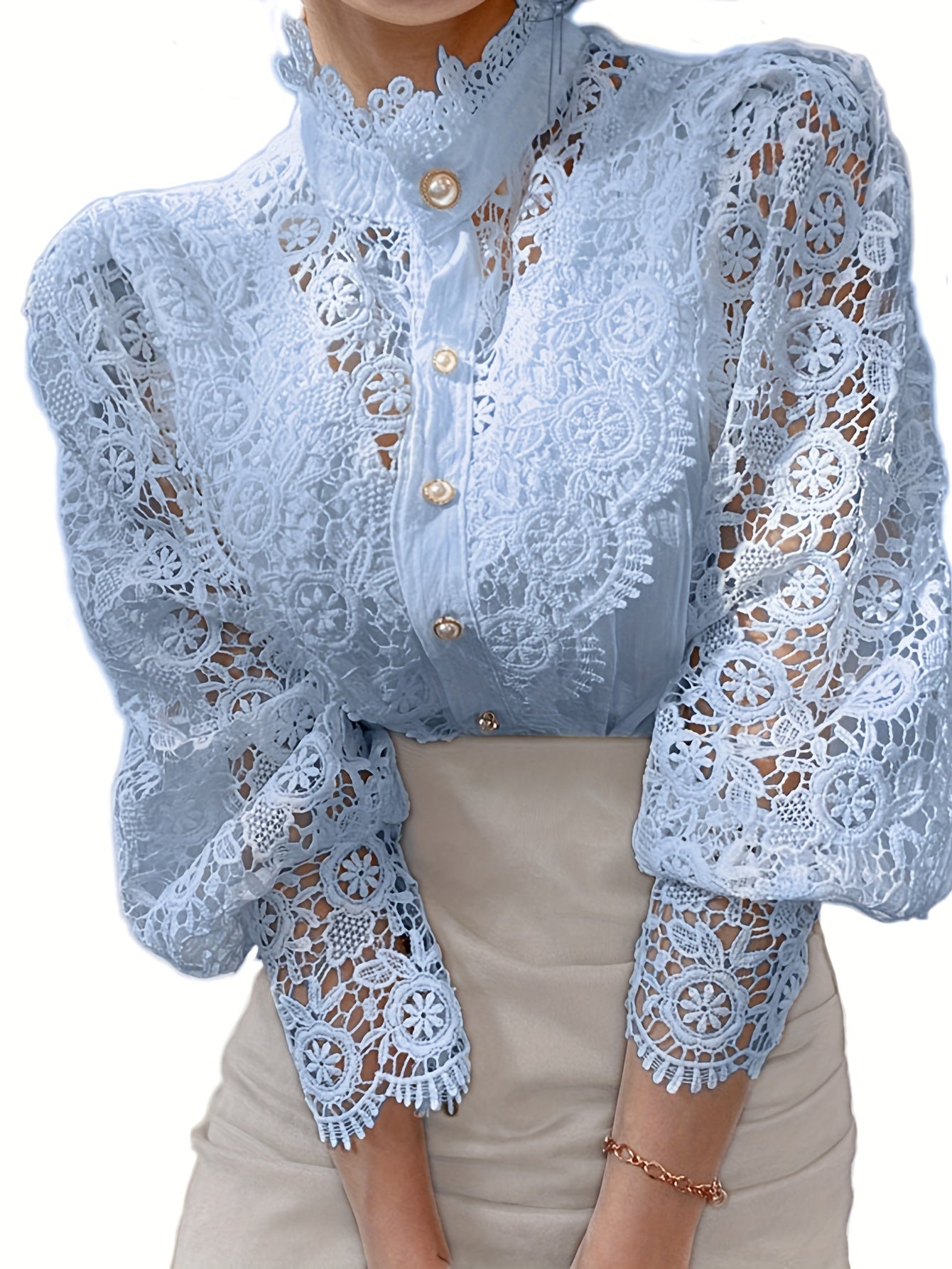 French loose chic buttons, heavy lace, cut-out floral panels MyFave Boutique