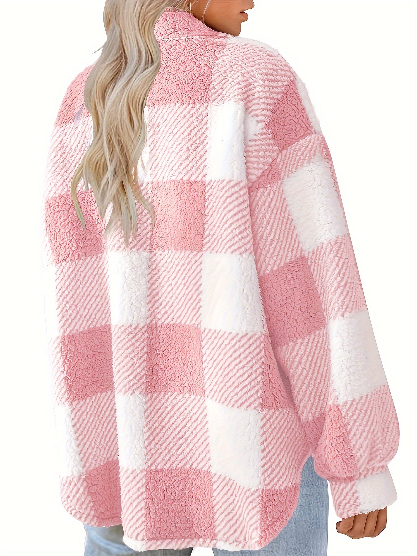 Cozy Plaid Fuzzy Jacket - Soft, Warm, And Stylish Long Sleeve Outerwear With Button Front Closure For Women - Perfect For Fall And Winter Casual Wear MyFave Boutique