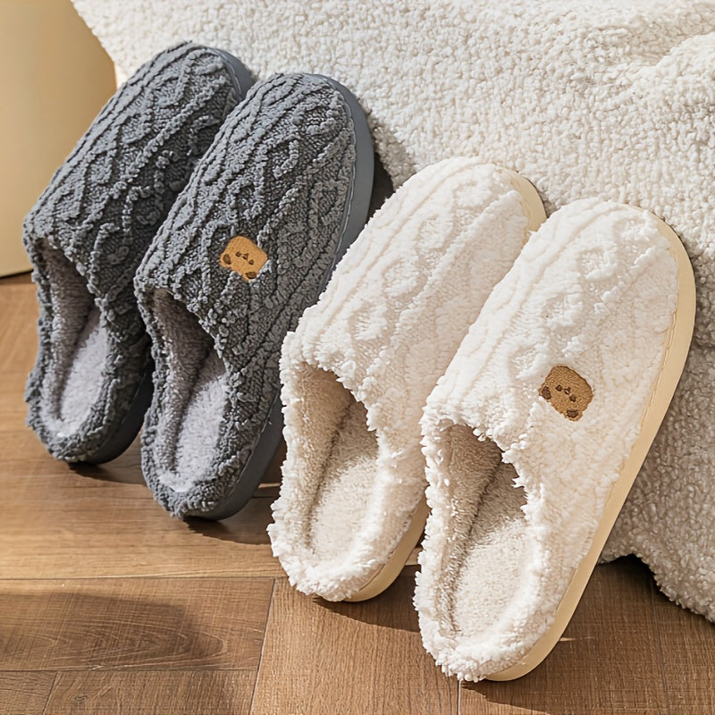 Cozy and Warm Bear Pattern Plush Slippers - Perfect for Home and Bedroom Comfort MyFave Boutique