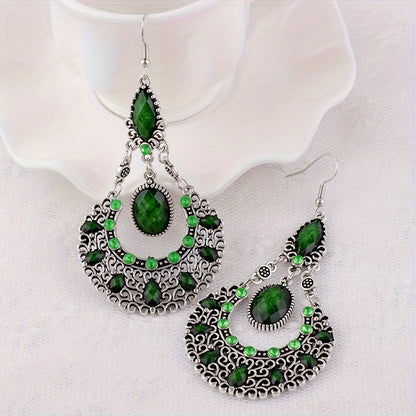 2 pairs of Ladies' Dangle Earrings, Red and Green Rhinestones Alloy Shiny Decoration for daily life and attending formal events, holiday birthday gift-giving MyFave Boutique