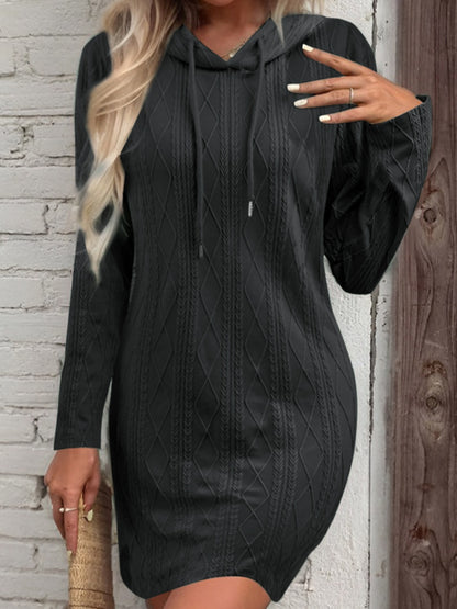 Drawstring Hooded Sweater Dress Trendsi