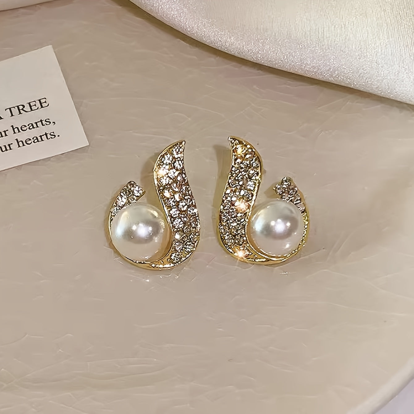 Unique Water Drop Shaped Stud Earrings Zinc Alloy Jewelry Faux Pearl Inlaid Vintage Elegant Style For Women MyFave Boutique