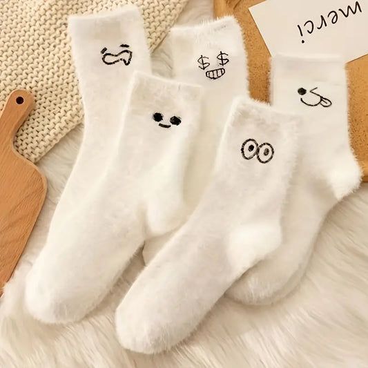 5 Pairs of Women'S Autumn And Winter Plush Mid-Tube Socks, Warm And Cute Home Floor Socks Suitable for Autumn And Winter Wear MyFave Boutique