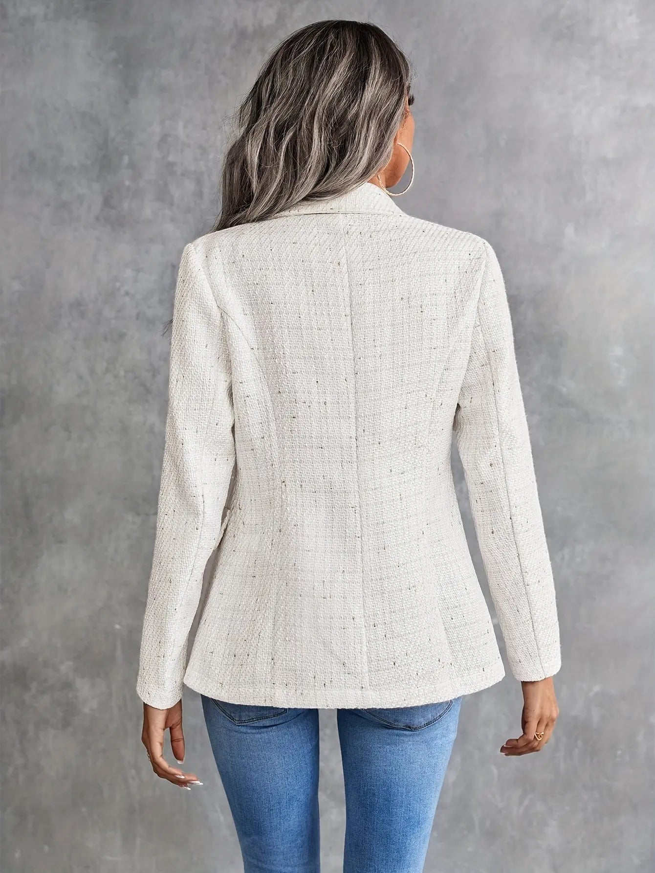 Double Breasted Lapel Blazer, Elegant Long Sleeve Work Office Outerwear, Women's Clothing MyFave Boutique