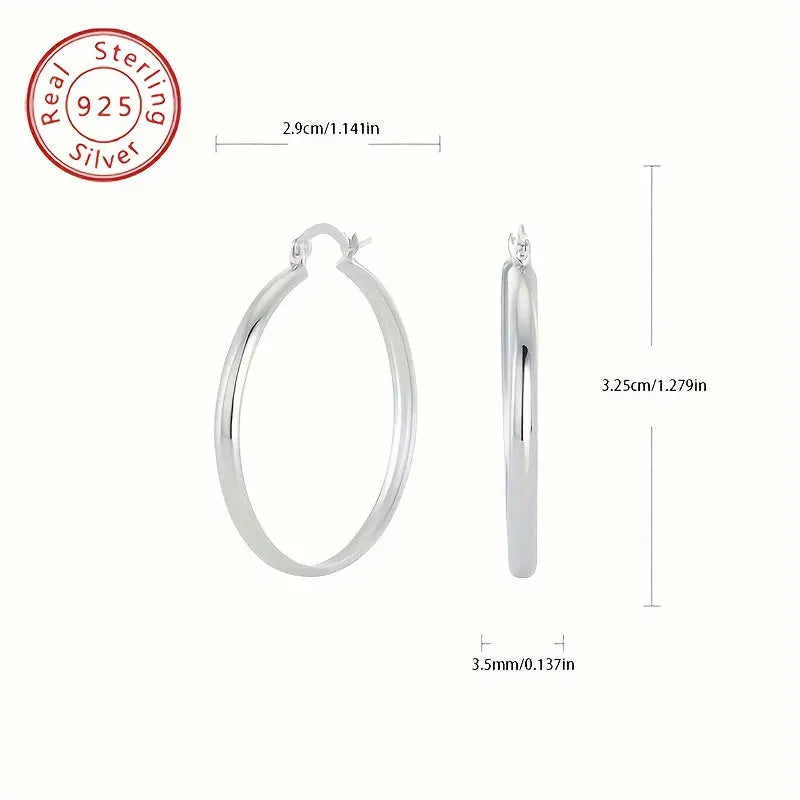 Stylish 925 Sterling Silver Women's Hoop Earrings with Snap Closure - 5g Included, Round Tube Design, Polished Finish - Includes Gift Box MyFave Boutique