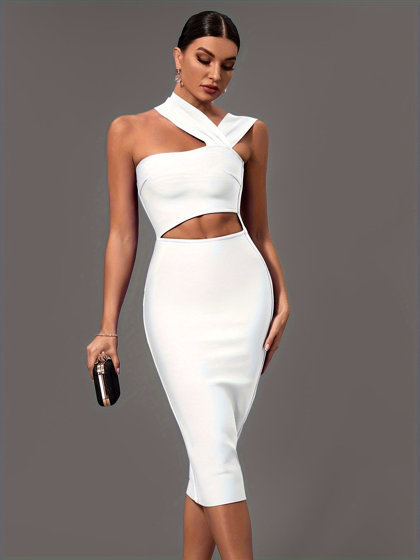 Cut Out Asymmetrical Dress, Sexy Bodycon Sleeveless Dress, Women's Clothing MyFave Boutique