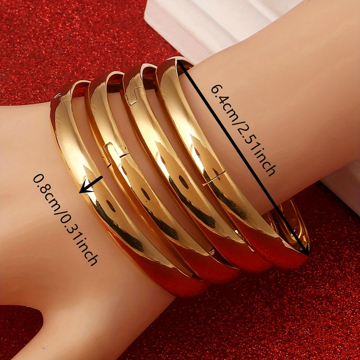 Elegant & Simple Style 24k Gold Plated Bangles - Set of 4, Glossy Plain Bangles for Women - Engagement Wedding Jewelry MyFave Boutique