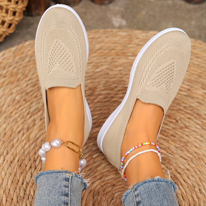 Women's Breathable Knitted Slip-On Sneakers, Casual Flat Walking Shoes with Soft Sole MyFave Boutique