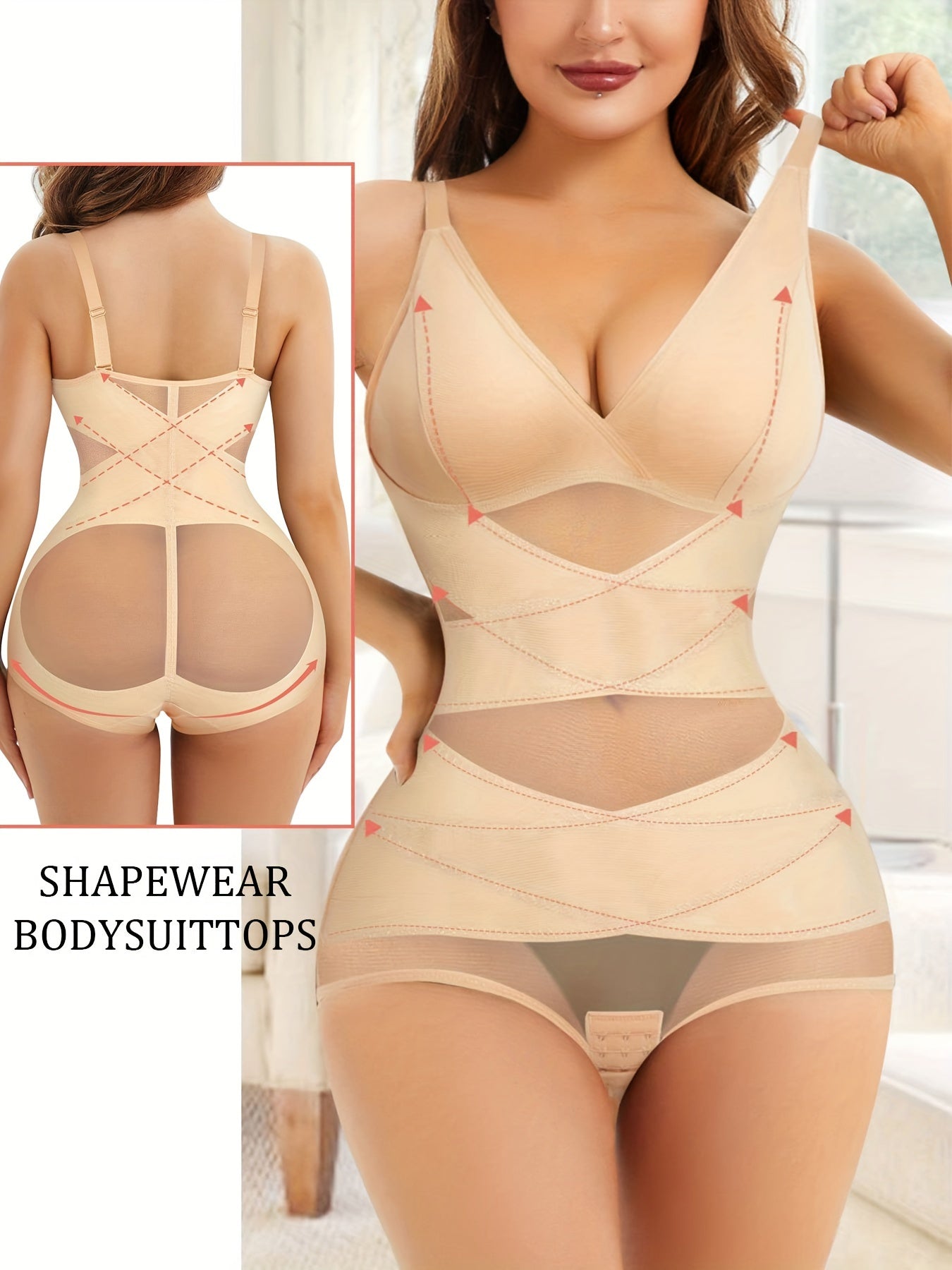 V Neck Bra Bodysuit Shapewear For Women Tummy Control Waist Trainer Full Body Shaper Butt Lifter Briefs Jumpsuit Tops MyFave Boutique