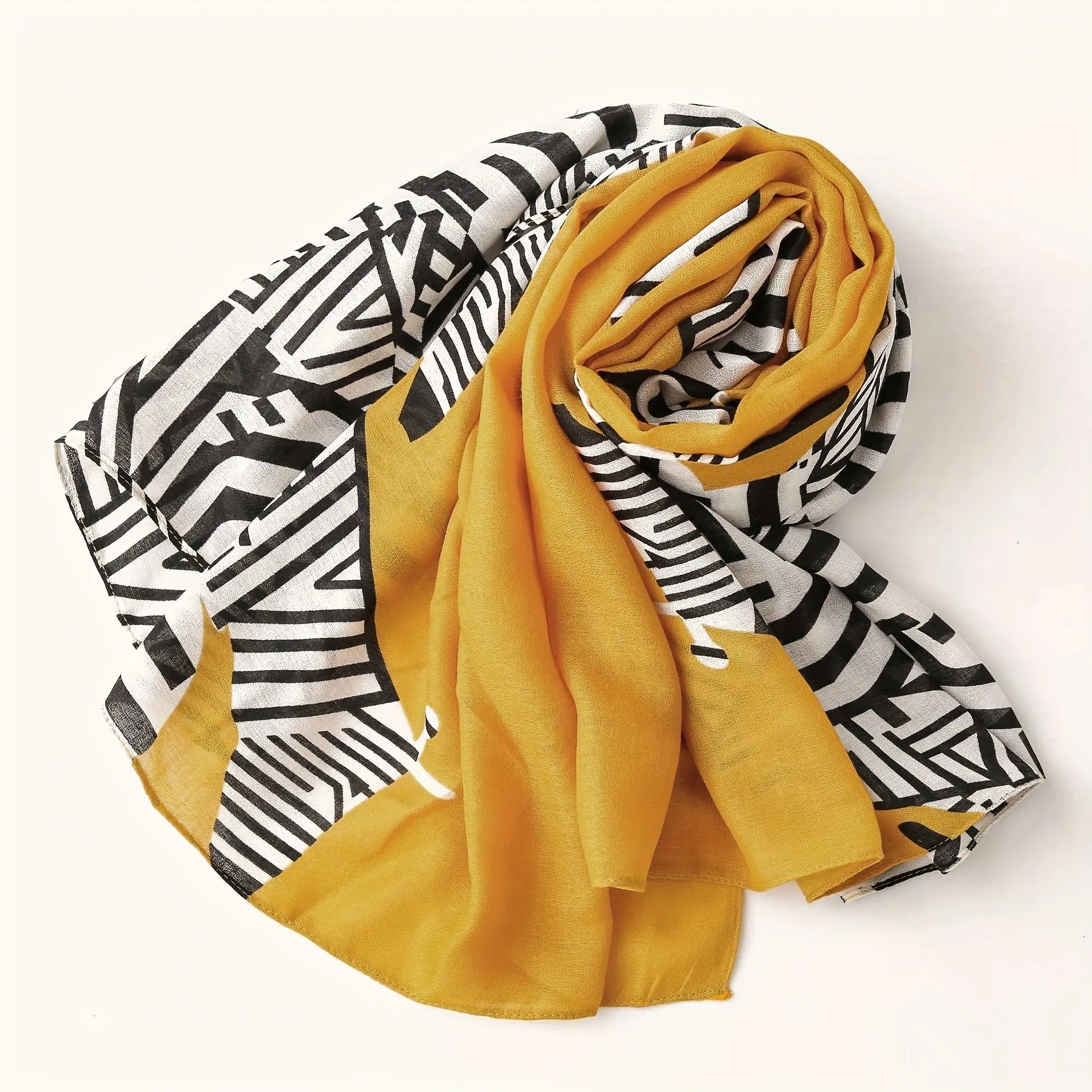 Yellow Zebra Print Scarf Elegant Geometric Striped Breathable Shawl Elegant Color Block Head Wrap Travel Beach Towel MyFave Boutique