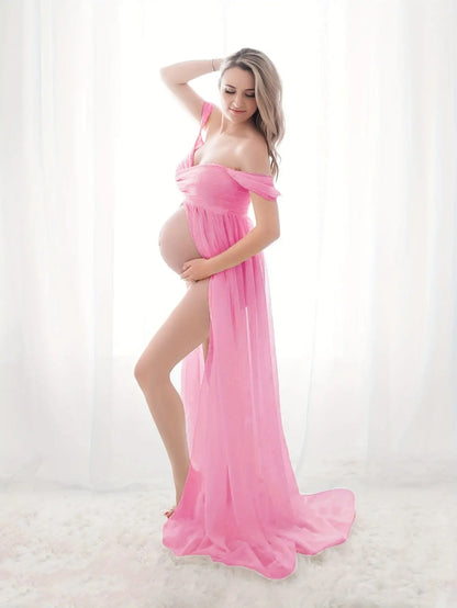 Sexy & Stylish Maternity Dress, Wrap Chest Long Dress With A Big Split, Perfect For Photography, Gender Reveal MyFave Boutique