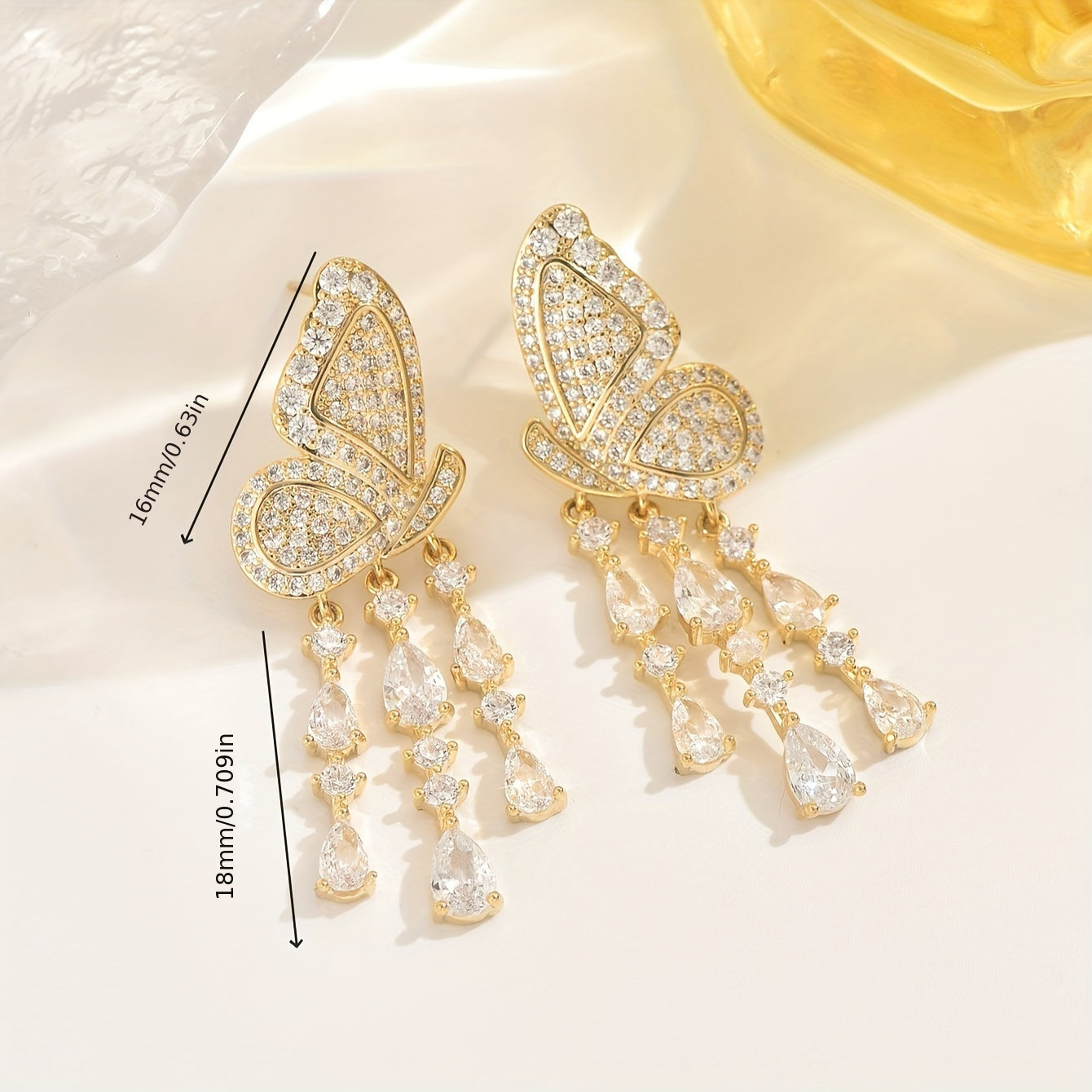 A Pair Of Gold-plated Jewelry Butterfly Tassel Creative Design Earrings Elegant Fashion Simple Joker Girls And Ladies Wear Great Choice For Daily Gift-giving Parties. MyFave Boutique