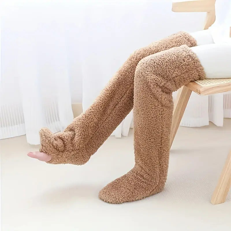 Warm Fuzzy Over-the-Knee Stockings for Women, Solid Thigh High Socks MyFave Boutique