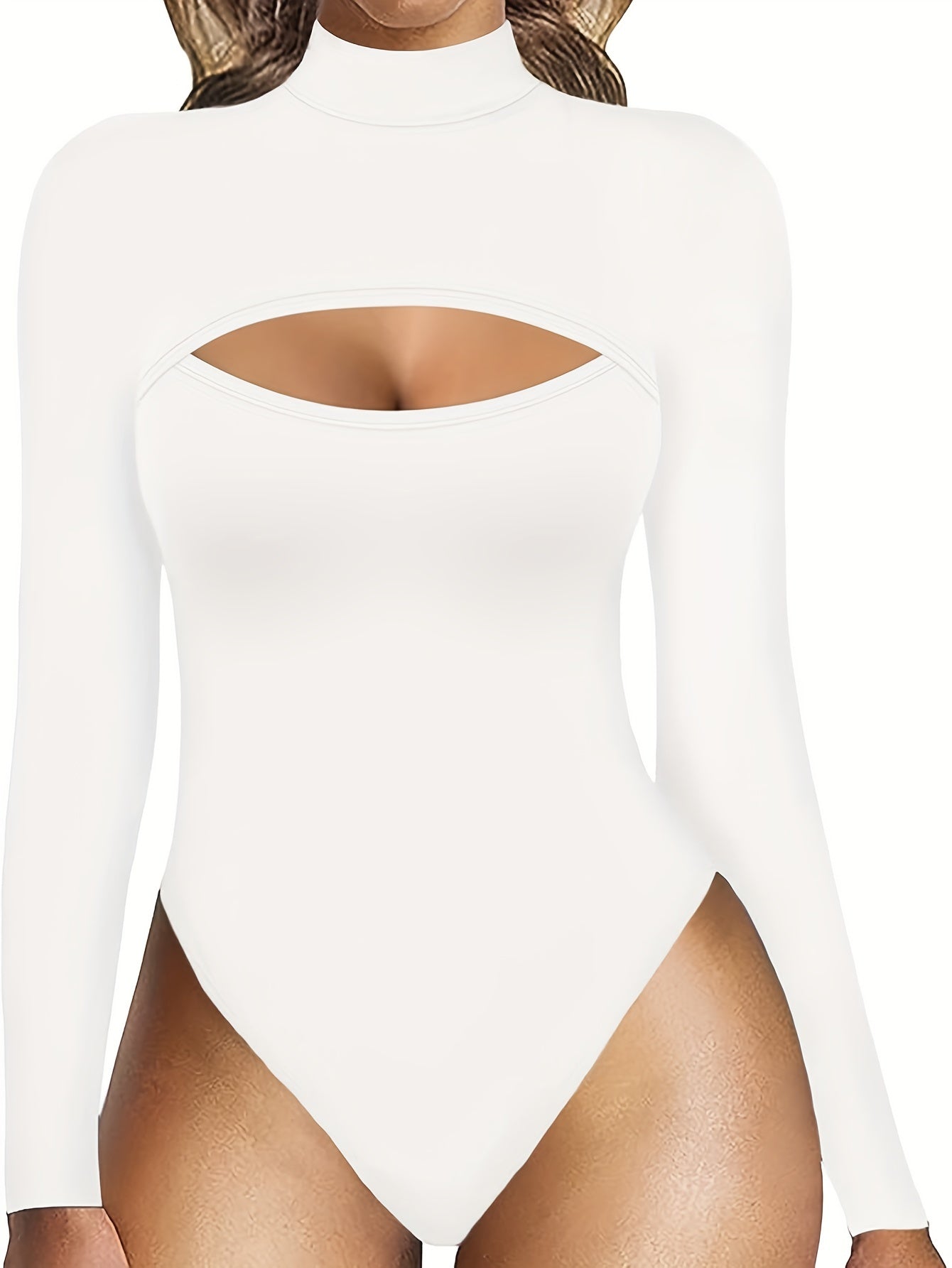 Body Sculpting Bodysuit - Long Sleeve, Hollow Out Mock Neck, Tummy Control Slimmer, Shaping and Smoothing Women's Underwear & Shapewear for a Flawless Silhouette MyFave Boutique